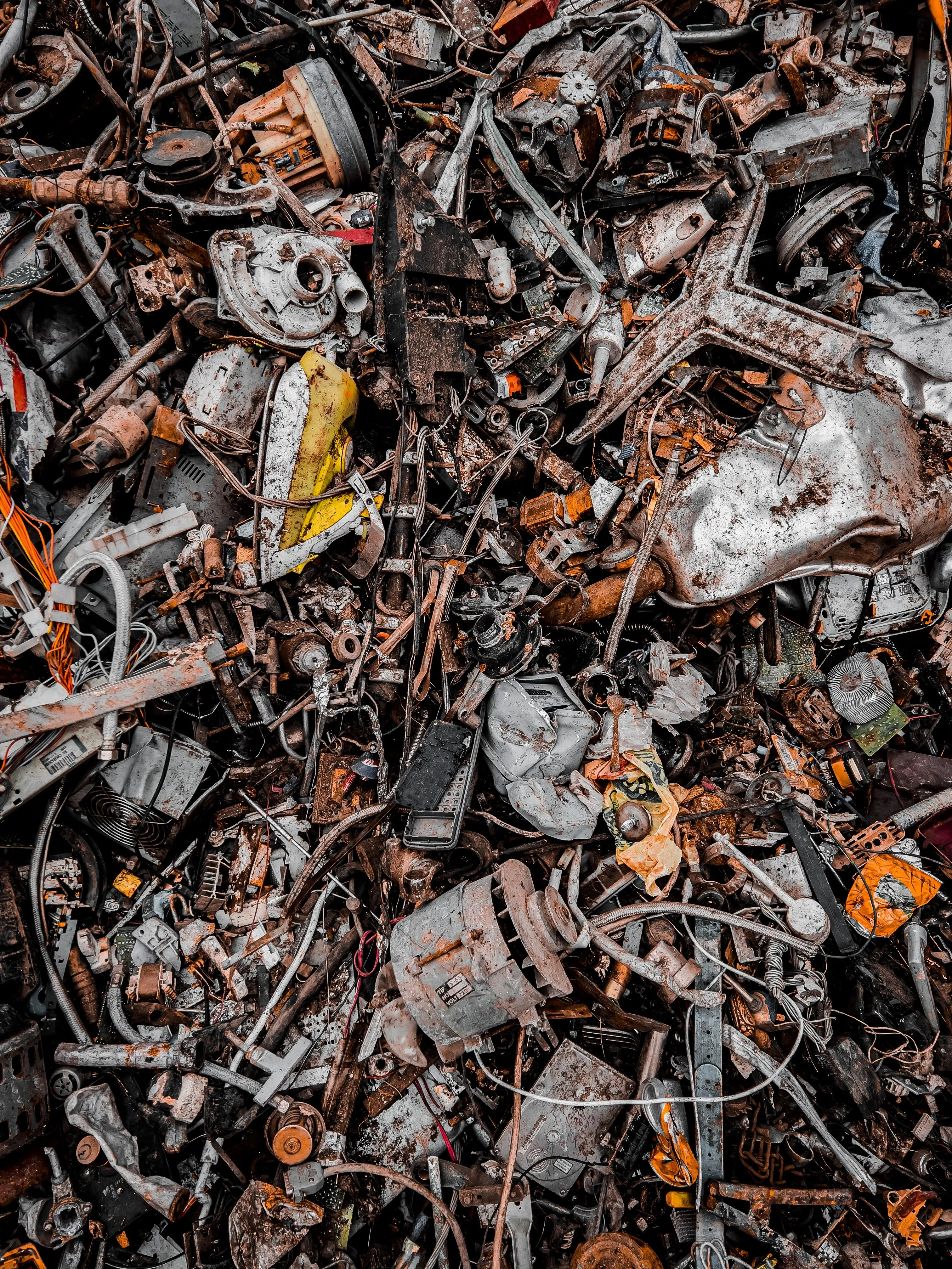Pile of scrap metal collected for recycling